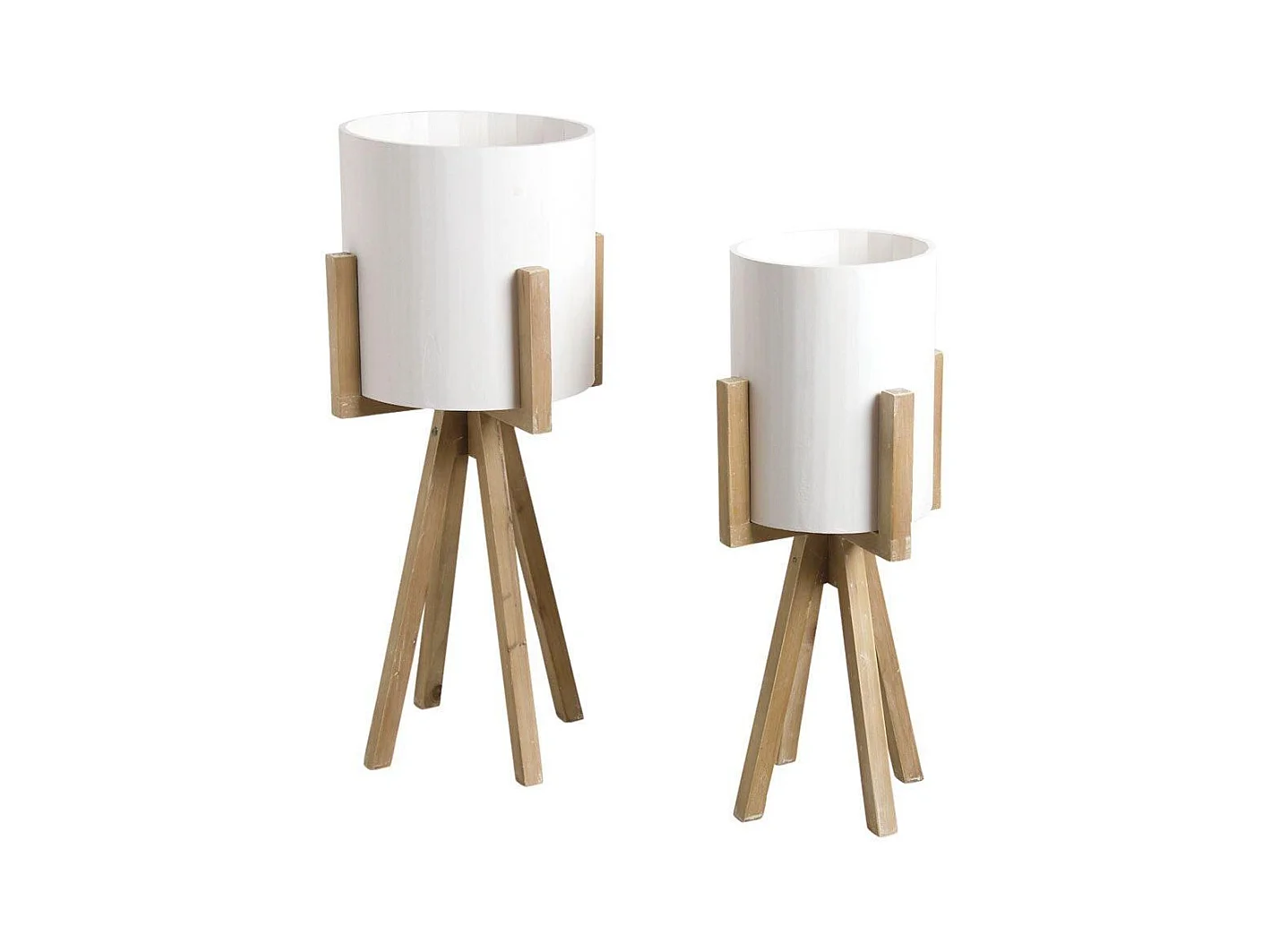 Cache-pots ronds sur pieds en bois (Lot de 2)