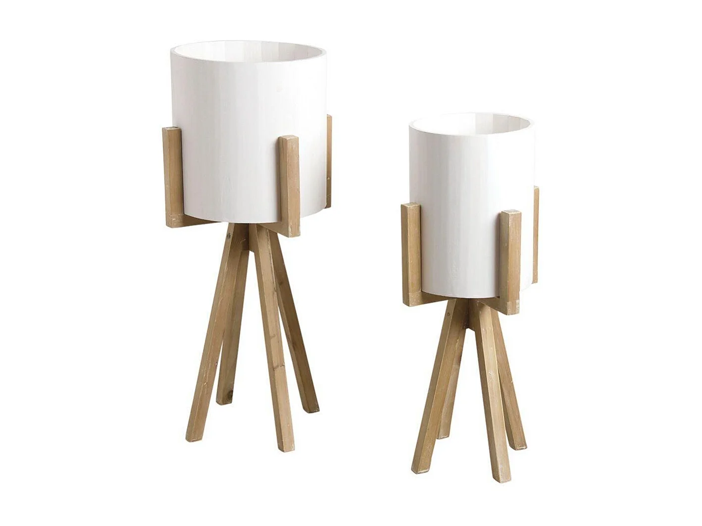 Cache-pots ronds sur pieds en bois (Lot de 2)