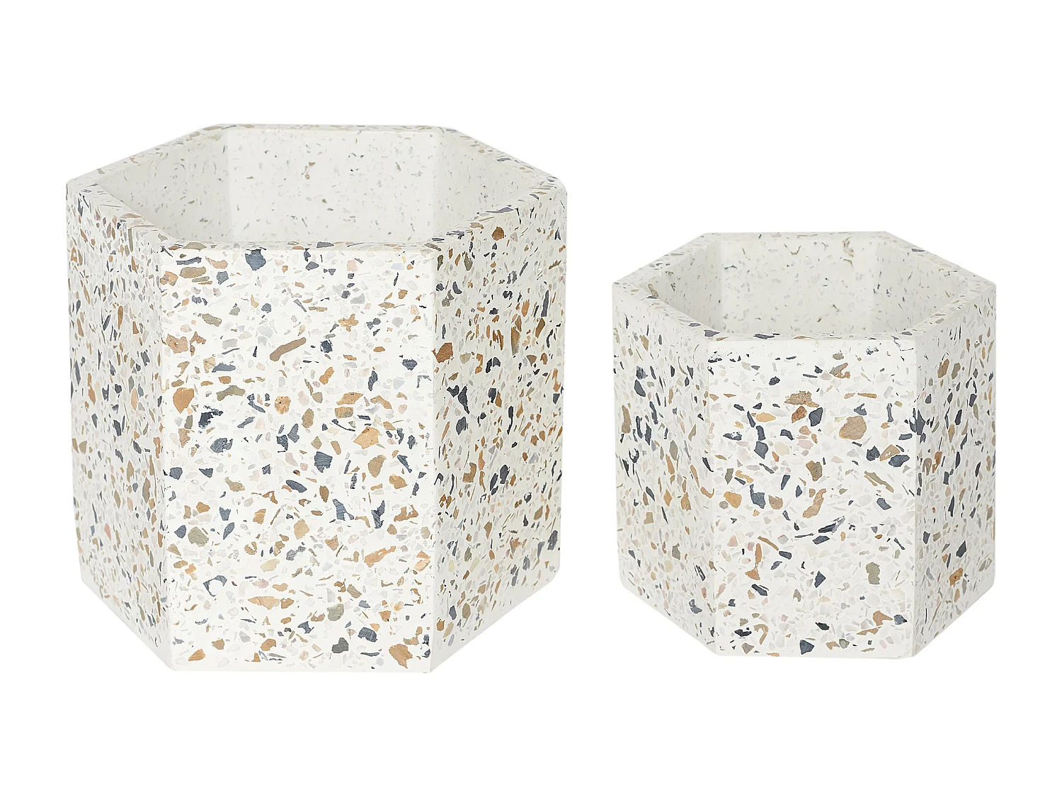 Lot De 2 Pot De Fleur Terrazzo Blanc, Multicolore
