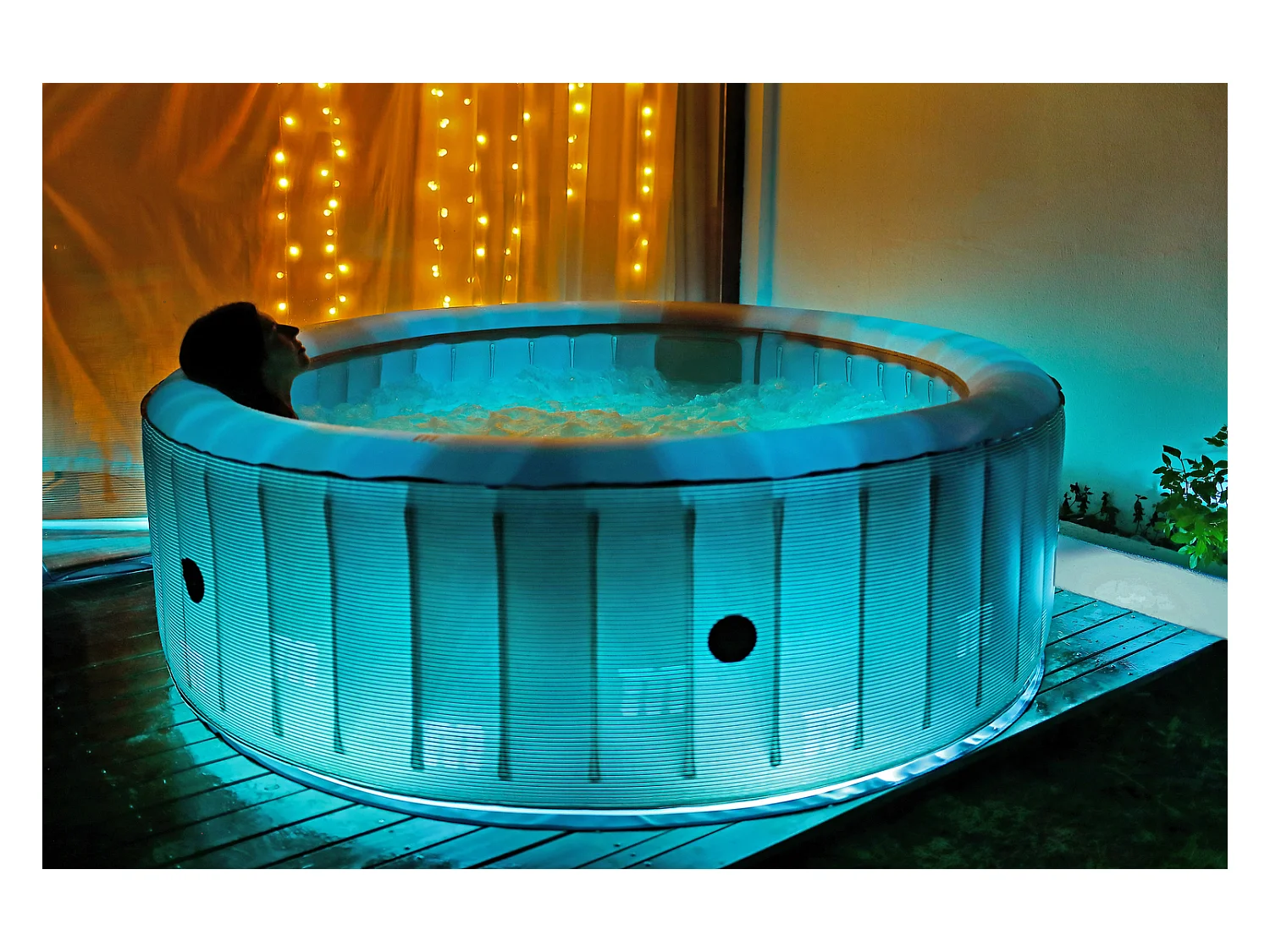 Opblaasbare LED-spa voor 6 personen MENORCA Grijs Rond 138 Jets