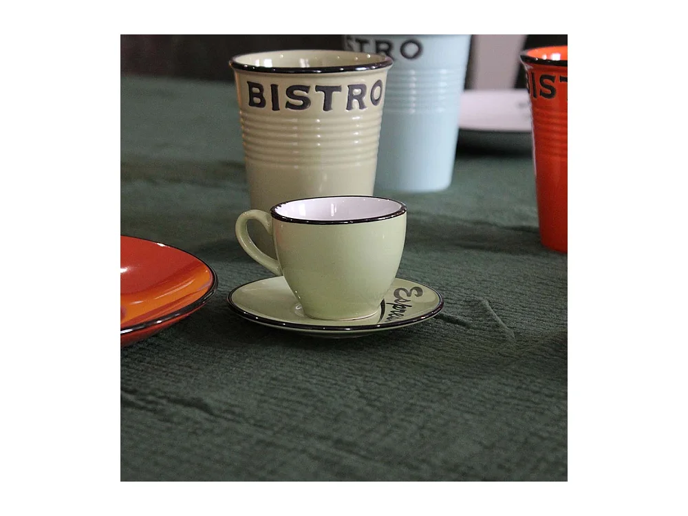 Set 6 tasses et sous tasses expresso Brasserie Bistrot (Lot de 6)
