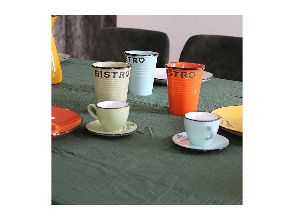 Set 6 tasses et sous tasses expresso Brasserie Bistrot (Lot de 6)