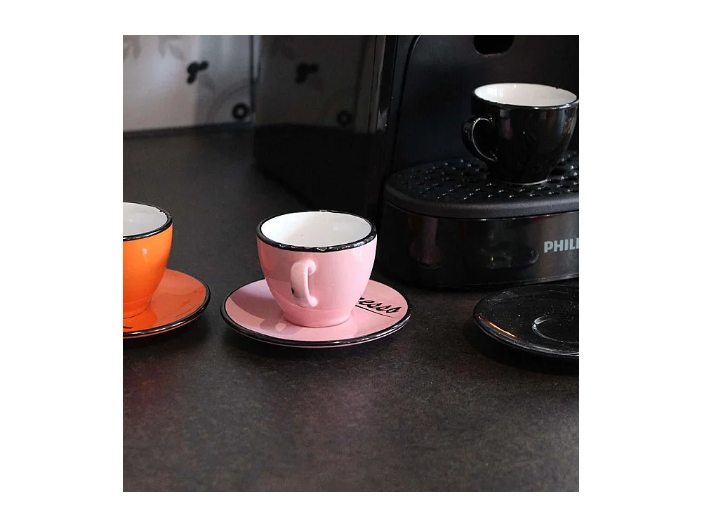 Set 6 tasses et sous tasses expresso Brasserie Bistrot (Lot de 6)