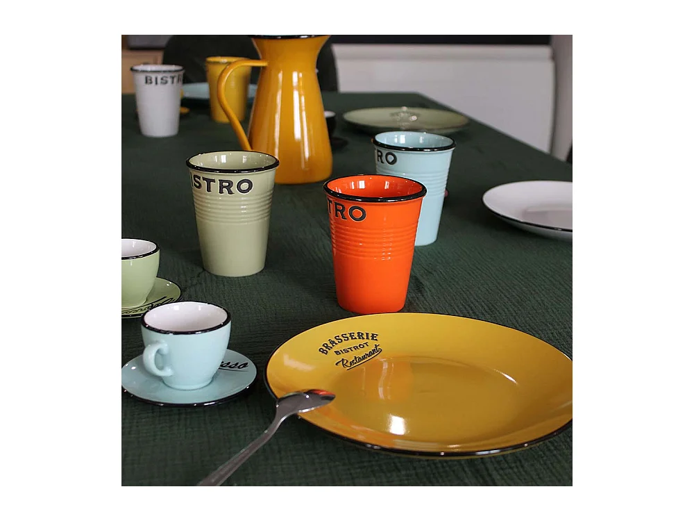 Set 6 tasses et sous tasses expresso Brasserie Bistrot (Lot de 6)