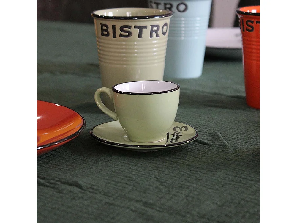 Set 6 tasses et sous tasses expresso Brasserie Bistrot (Lot de 6)