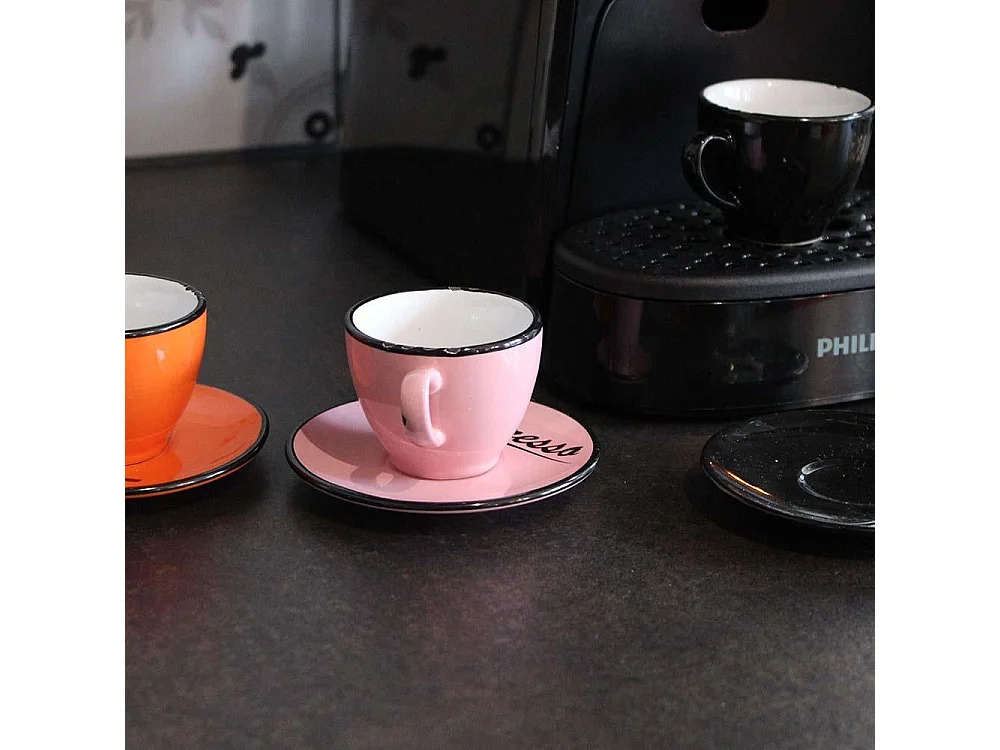 Set 6 tasses et sous tasses expresso Brasserie Bistrot (Lot de 6)