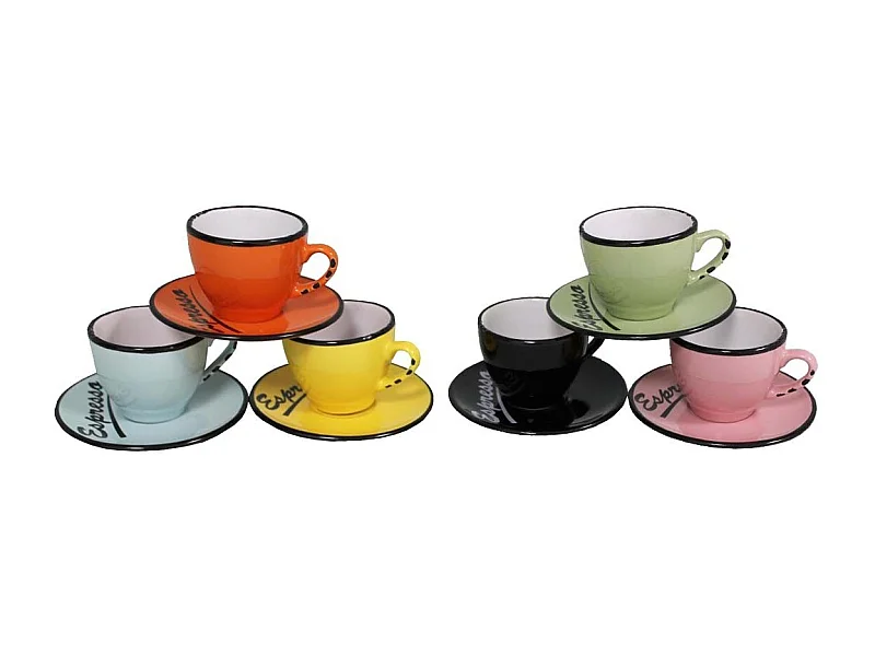 Set 6 tasses et sous tasses expresso Brasserie Bistrot (Lot de 6)