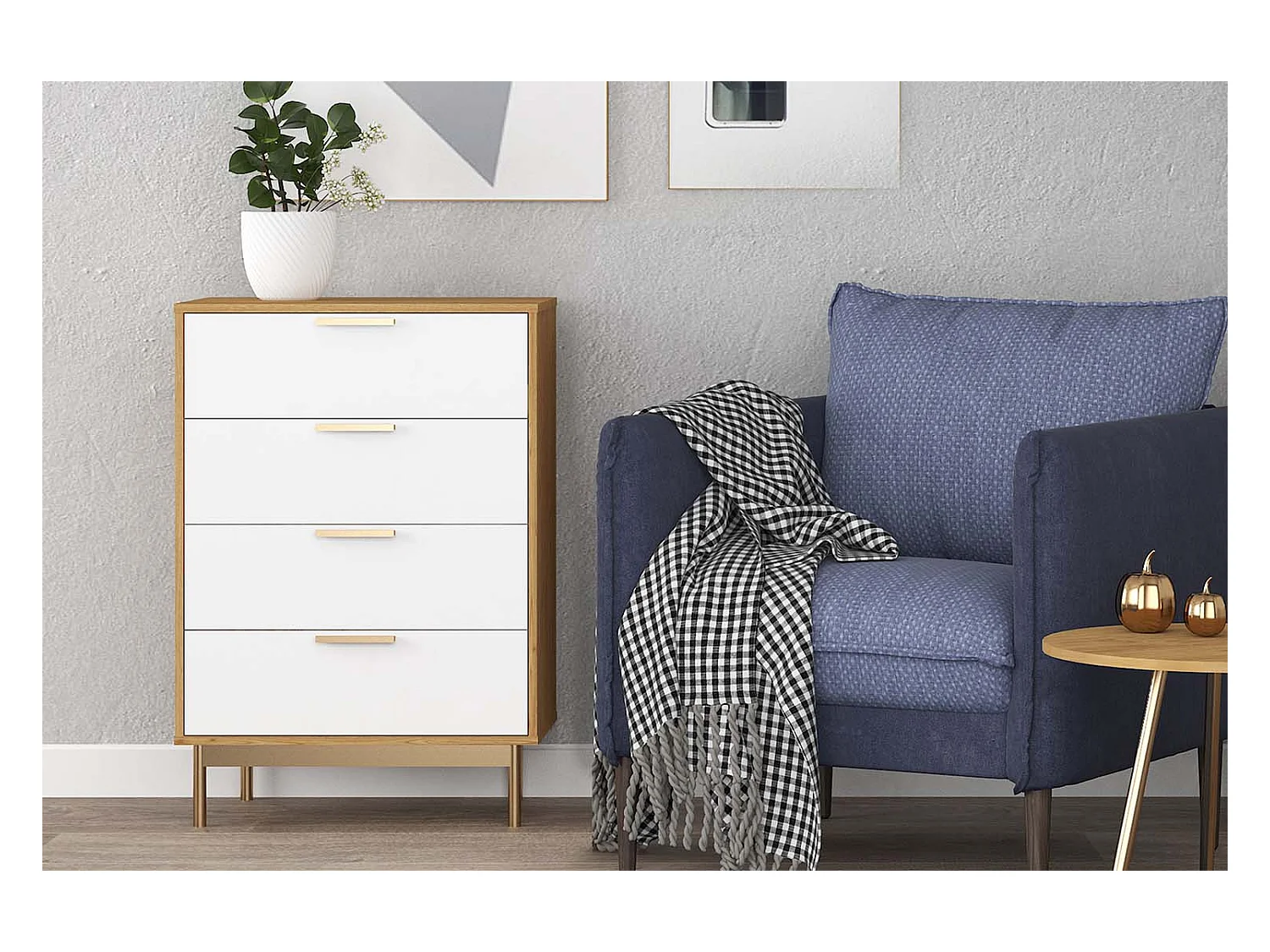Commode scandinave finitions rose gold FYN
