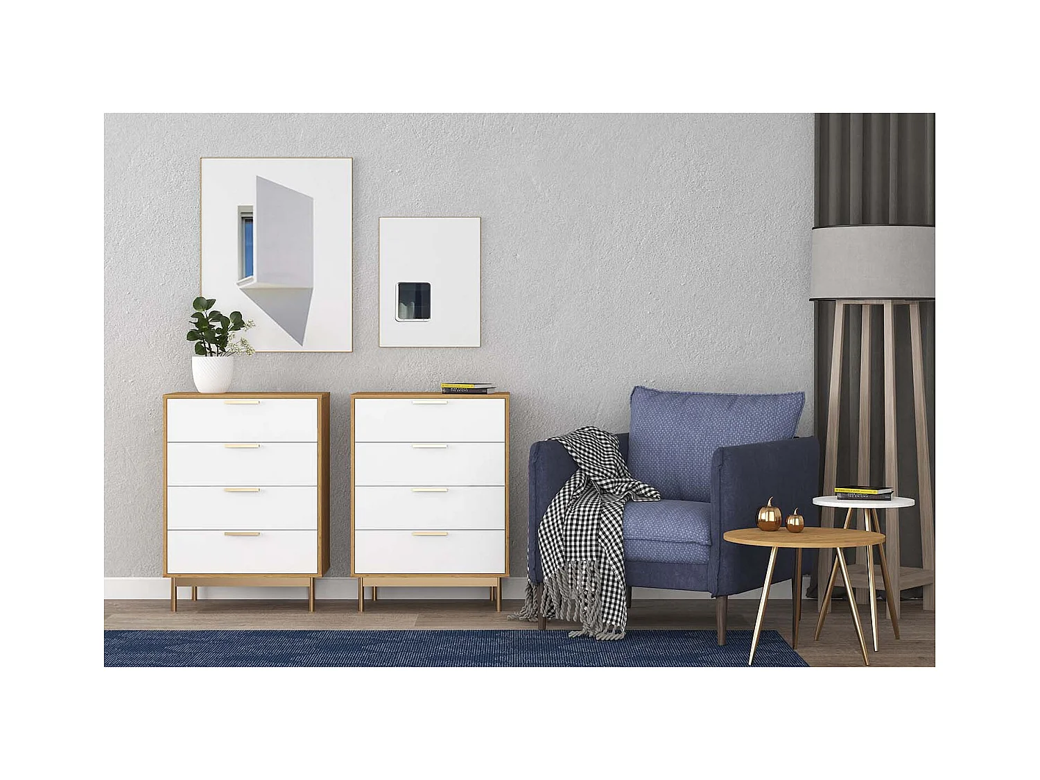 Commode scandinave finitions rose gold FYN