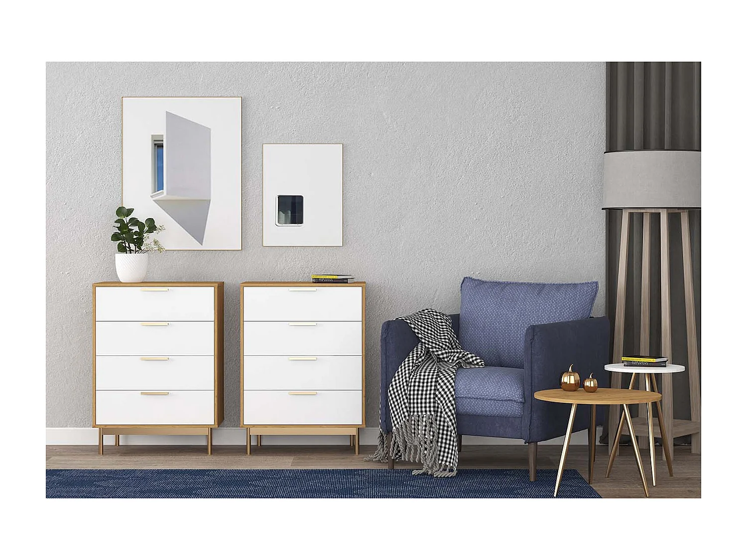 Commode scandinave finitions rose gold FYN