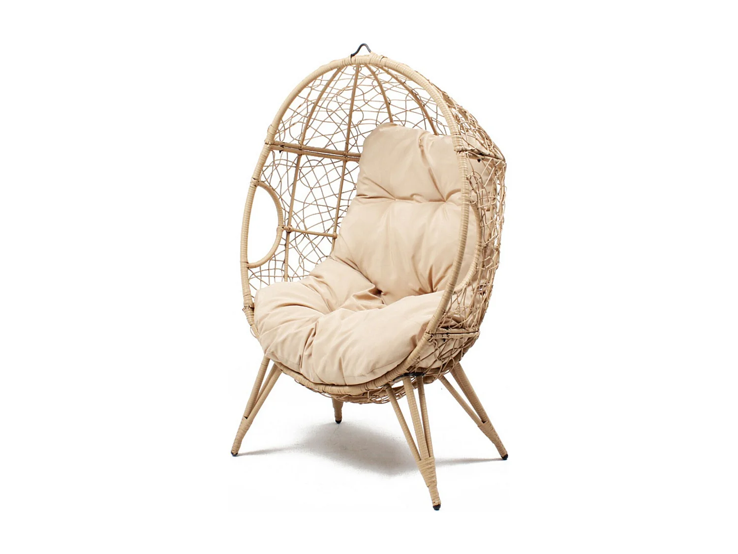 Cadeira suspensa em pé de resina bege efeito rattan JANE