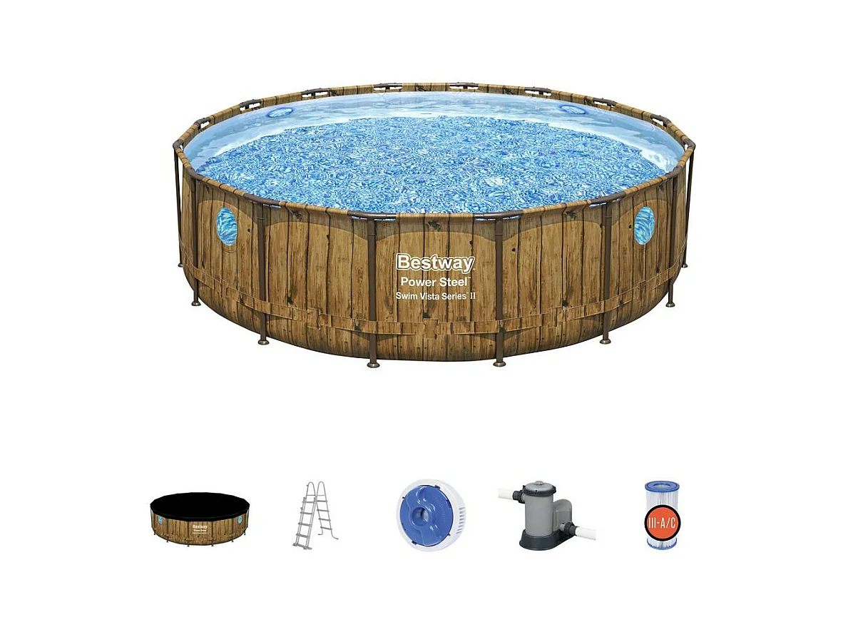 Piscina elevada efecto ratán marrón 4,88x1,22 m HILO