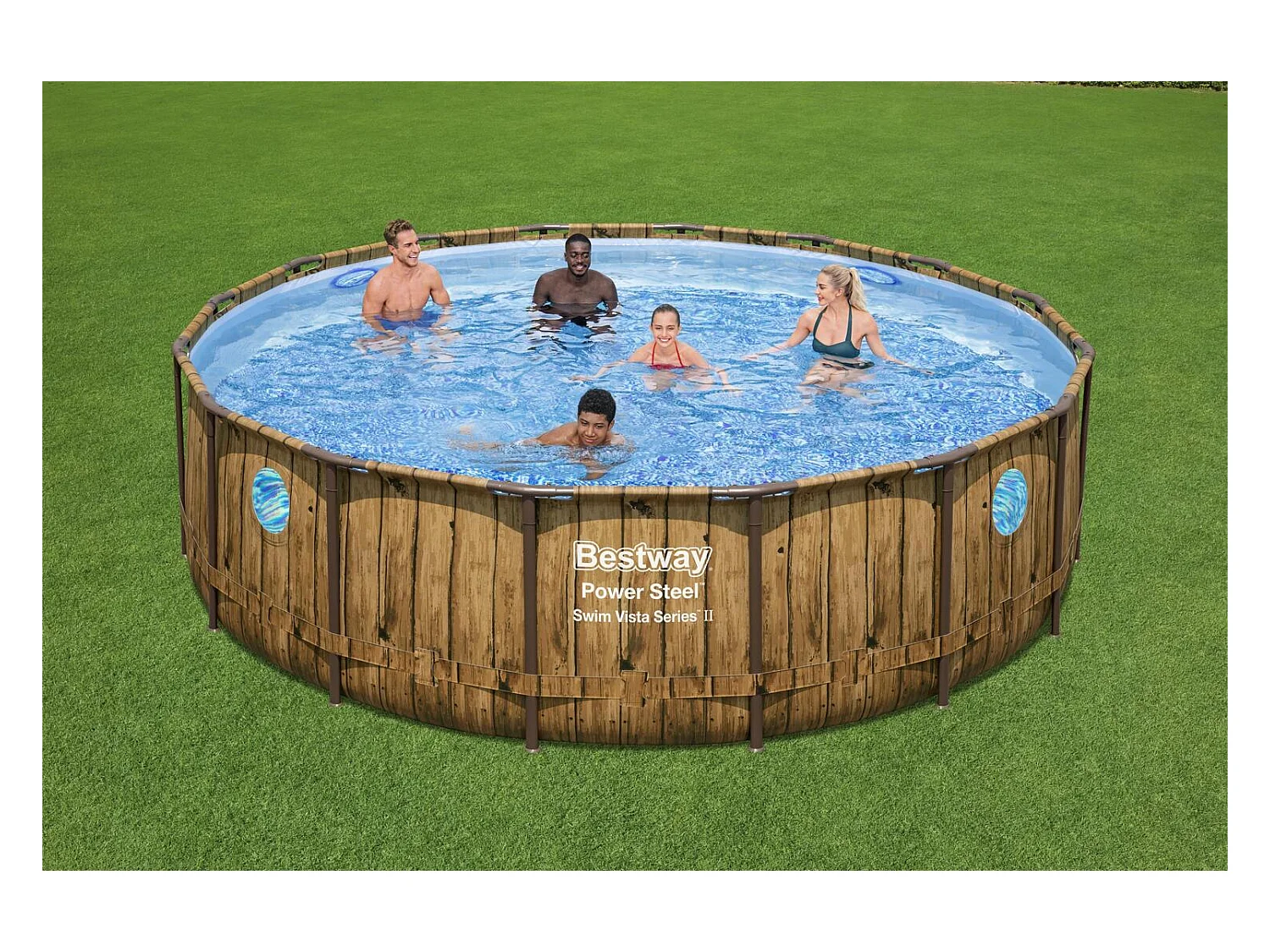 Piscine hors sol effet rotin brun 4,88 x 1,22 m HILO