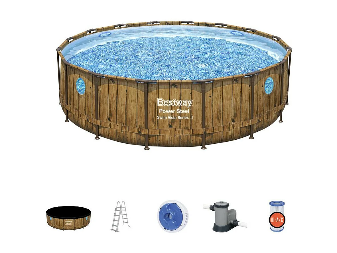 Piscina elevada efecto ratán marrón 4,88x1,22 m HILO