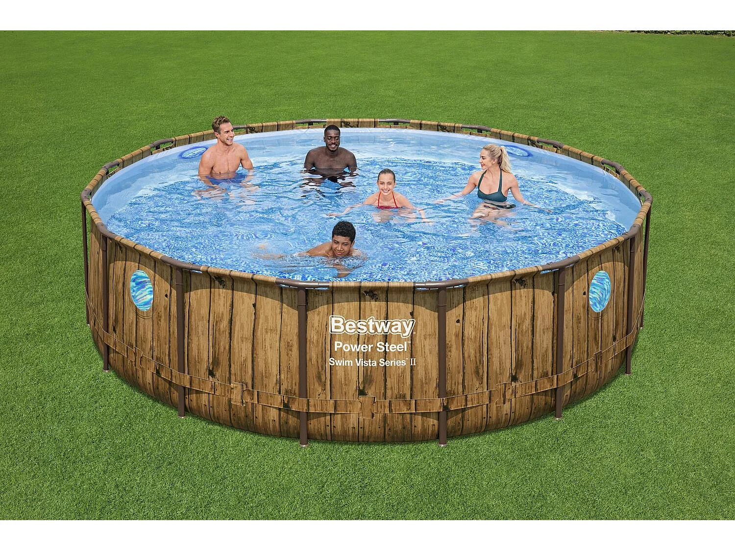 Piscine hors sol effet rotin brun 4,88 x 1,22 m HILO
