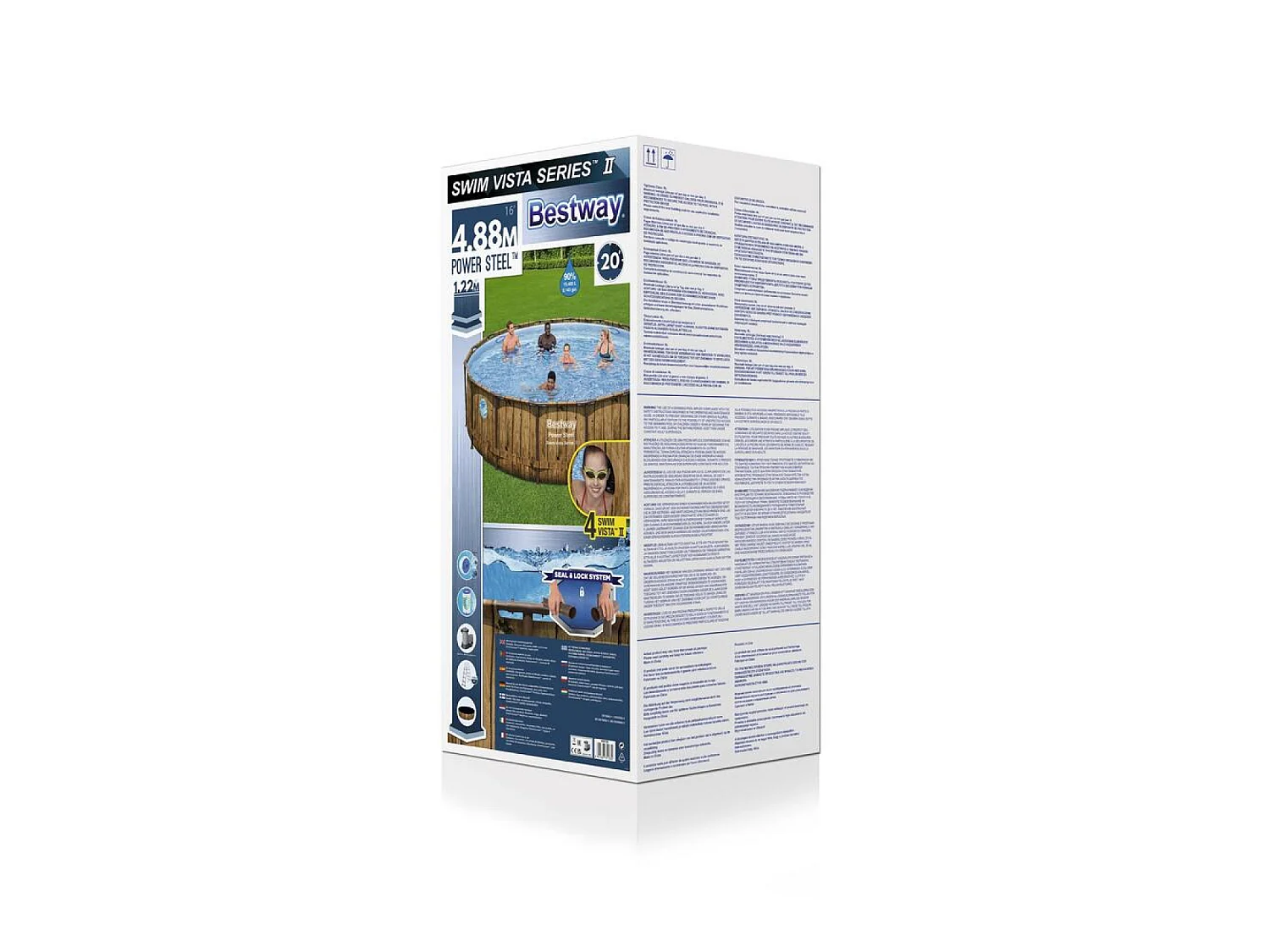 Piscina elevada com efeito de ratã castanho 4,88x1,22 m HILO - Kit completo com bomba de cartucho e escada