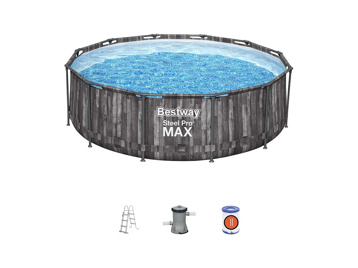 Piscine tubulaire hors sol ronde gris 3,66 x 1 m HILO