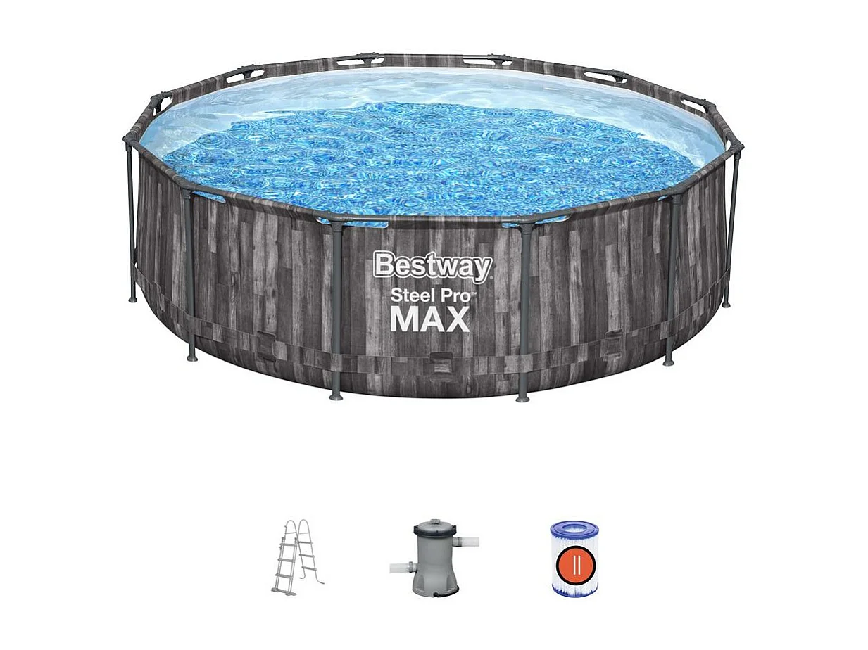 Runder grauer oberirdischer tubulärer Pool 3,66 x 1 m HILO