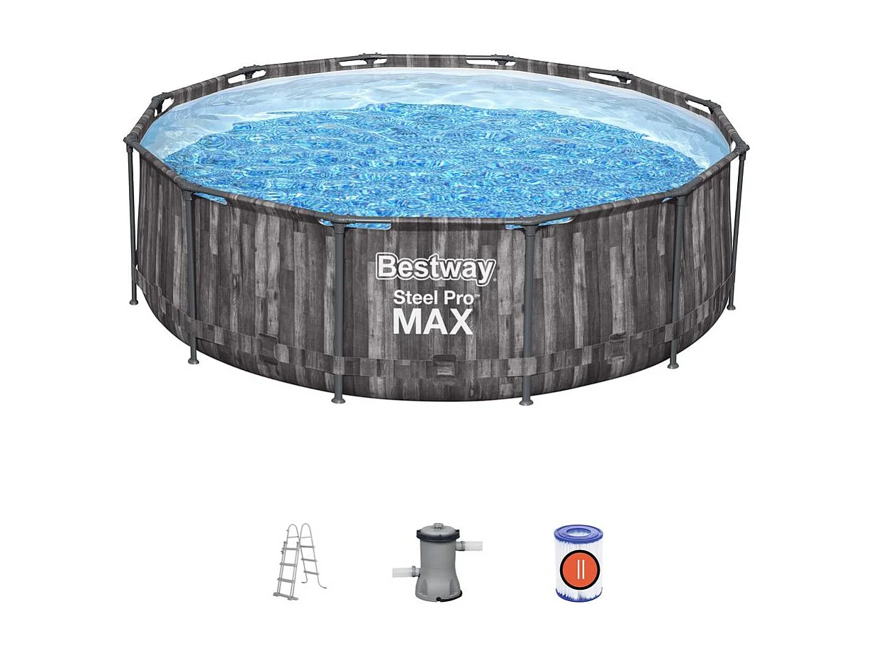 Piscine tubulaire hors sol ronde gris 3,66 x 1 m HILO