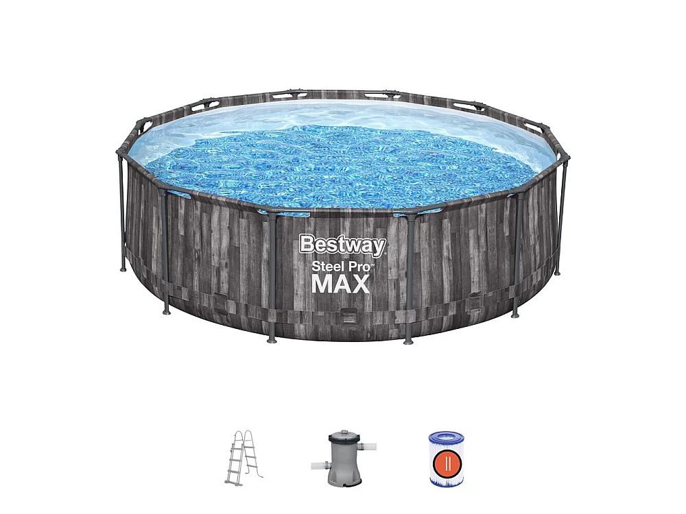 Piscine tubulaire hors sol ronde gris 3,66 x 1 m HILO