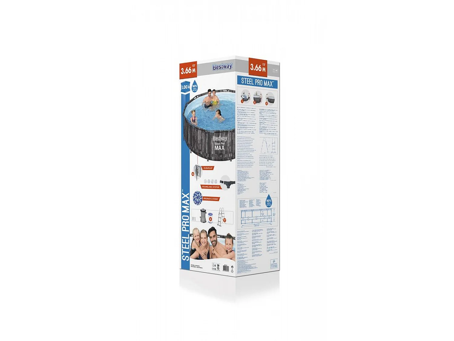 Piscine tubulaire hors sol ronde gris 3,66 x 1 m HILO