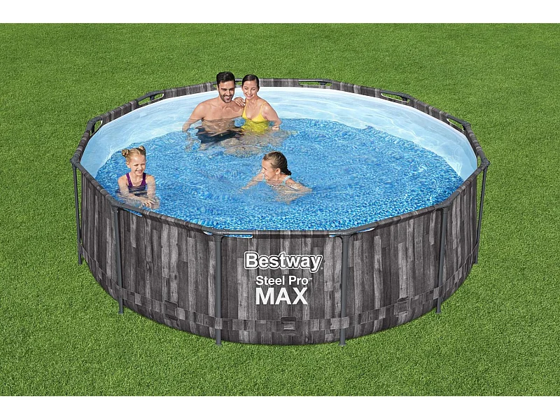 Piscine tubulaire hors sol ronde gris 3,66 x 1 m HILO