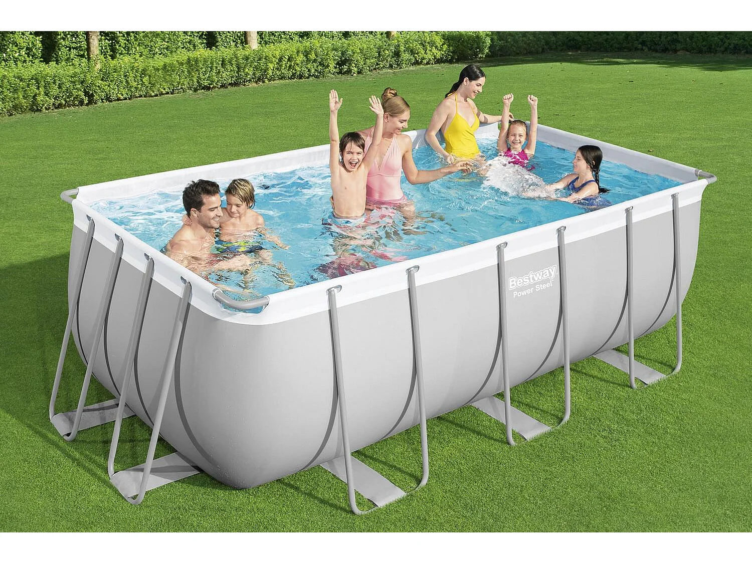 Piscina Desmontável Retangular 4,12x2,01x1,22 m HAWI - Kit Completo com Bomba de Filtração de Areia e Difusor ChemConnect