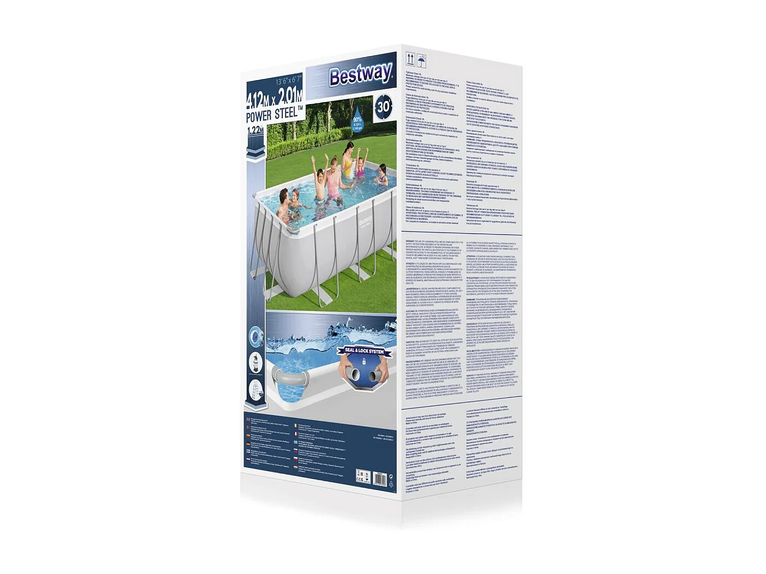 Piscina Desmontável Retangular 4,12x2,01x1,22 m HAWI - Kit Completo com Bomba de Filtração de Areia e Difusor ChemConnect