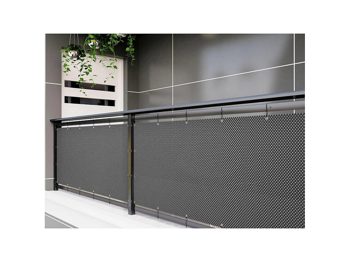 Brise-vue en résine tressée avec oeillets métalliques coloris anthracite 1 x 5 m