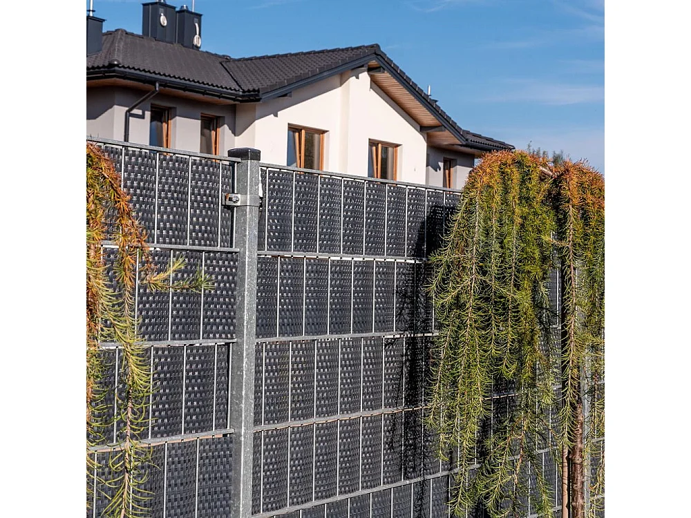 Bande brise-vue en résine tressée pour clôture rigide 19 x 255 cm Marron et beige