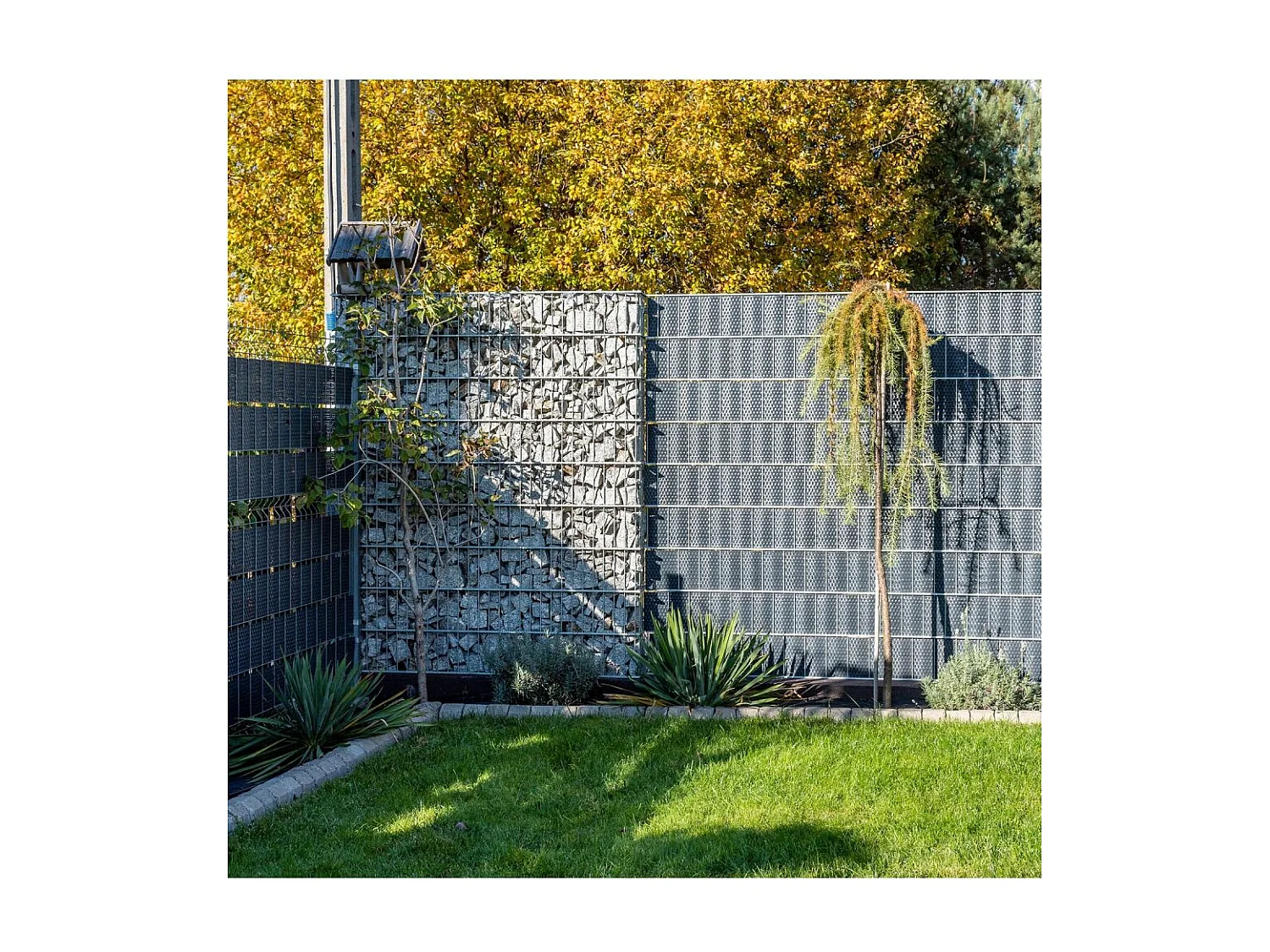 Bande brise-vue en résine tressée pour clôture rigide 19 x 255 cm Marron et beige