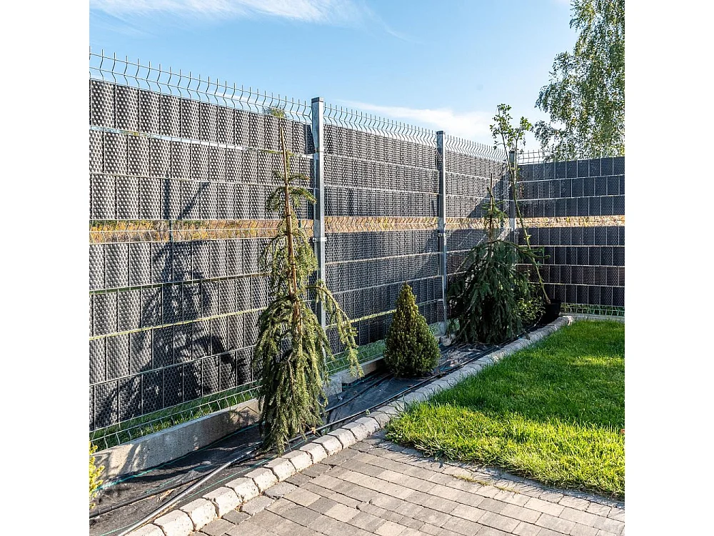 Bande brise-vue en résine tressée pour clôture rigide 19 x 255 cm Anthracite