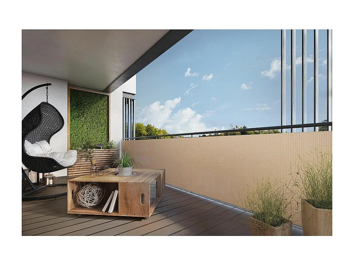 Brise-vue en résine tressée pour balcon et clôture coloris marron 1 x 5 m