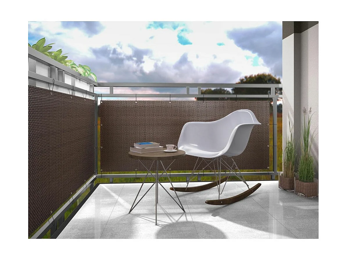 Brise-vue en résine tressée avec oeillets métalliques coloris anthracite 0.9 x 5 m