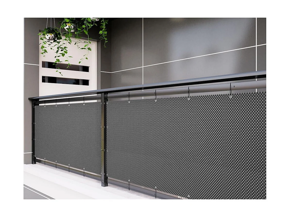 Brise-vue en résine tressée avec oeillets métalliques coloris gris clair 0.9 x 3 m