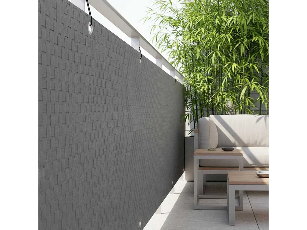 Brise-vue en résine tressée avec oeillets métalliques coloris gris clair 0.9 x 3 m