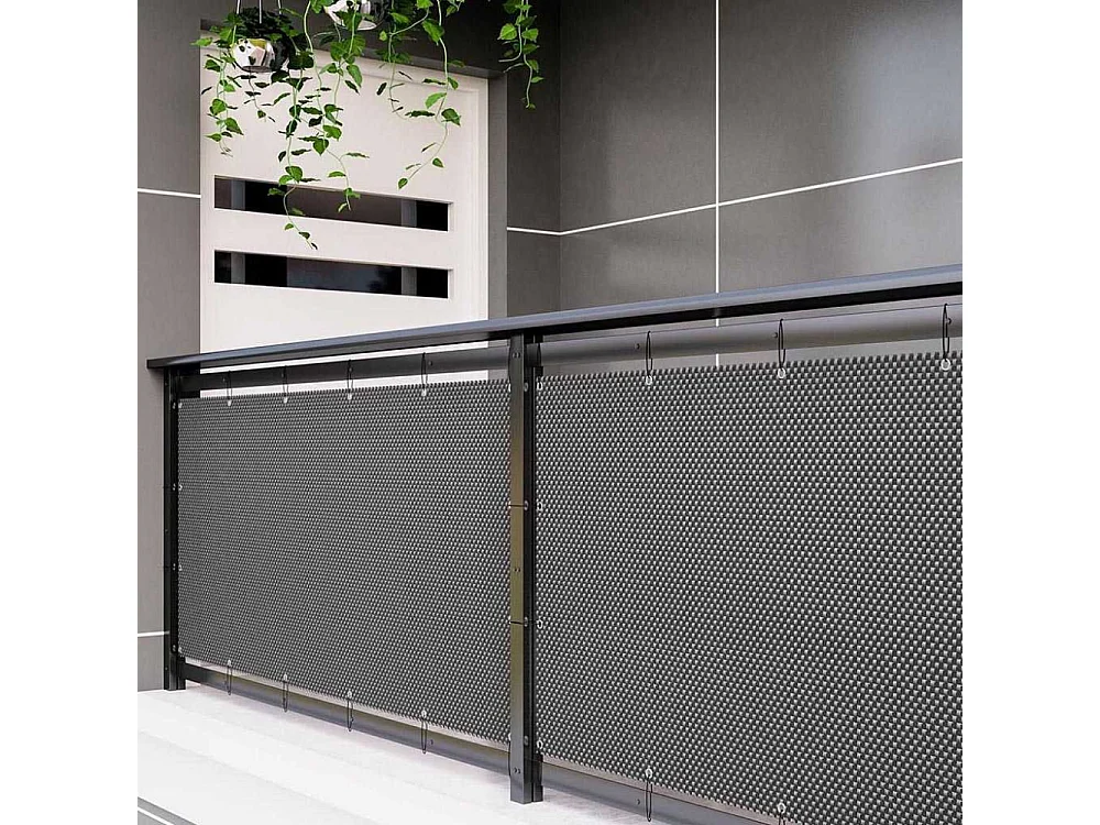 Brise-vue en résine tressée avec oeillets métalliques coloris gris clair 0.9 x 3 m