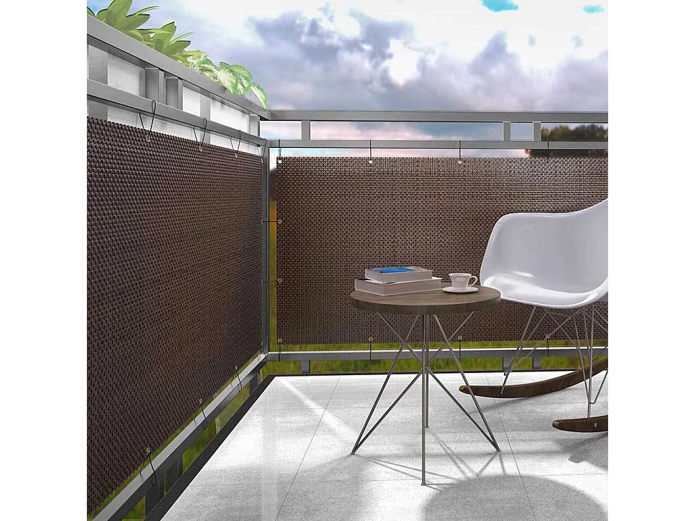 Brise-vue en résine tressée avec oeillets métalliques coloris gris clair 0.9 x 3 m