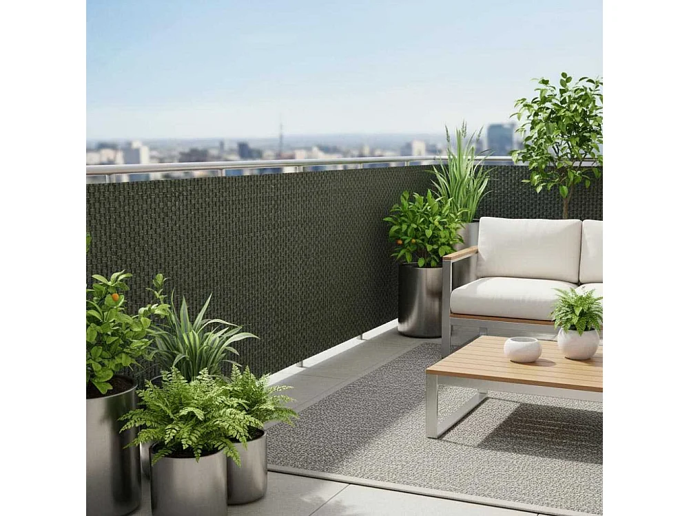 Brise-vue en résine tressée pour balcon et clôture coloris vert 1 x 5 m