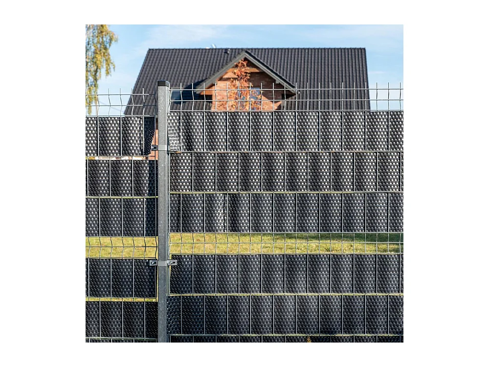 Bande brise-vue en résine tressée pour clôture rigide 19 x 255 cm Gris clair