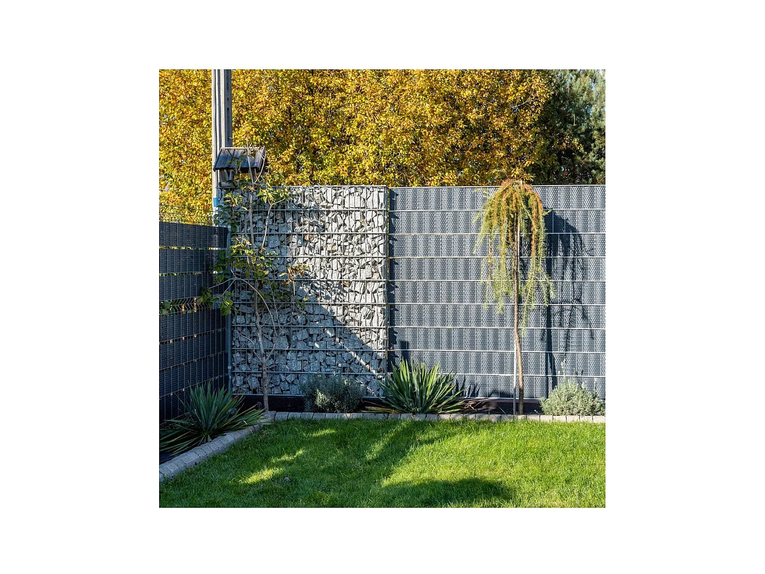 Bande brise-vue en résine tressée pour clôture rigide 19 x 255 cm Gris clair