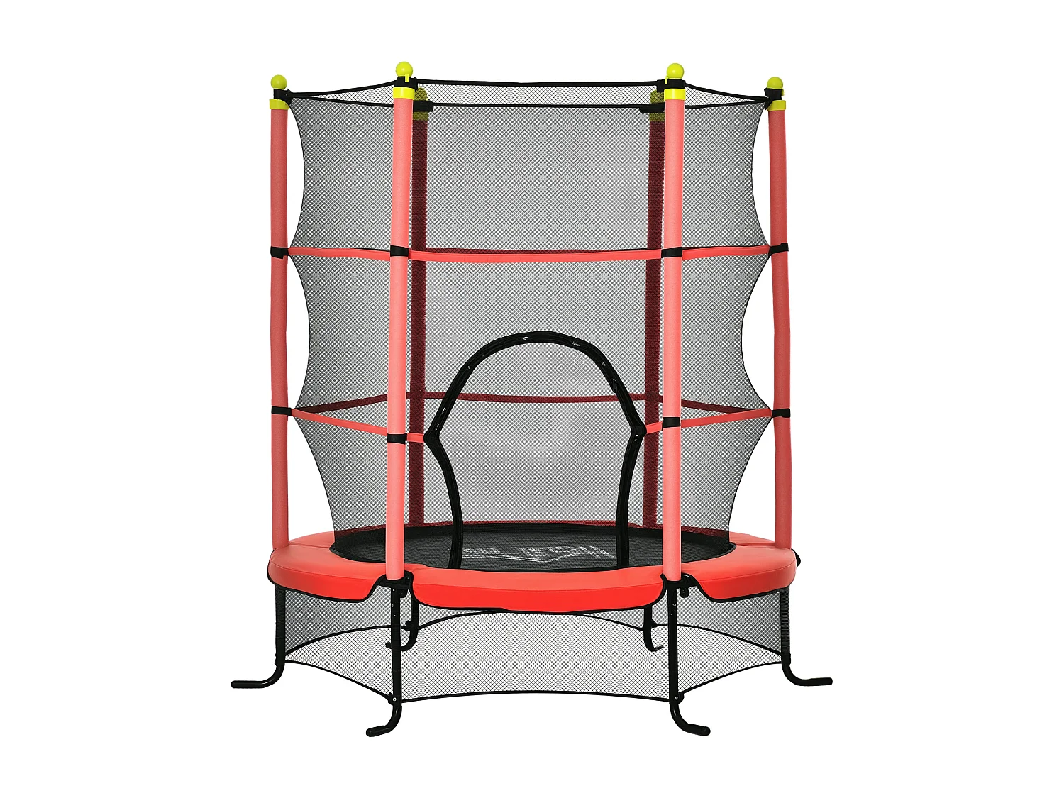 Trampoline enfant Ø 1,63 × 1,63H m filet de sécurité porte zipée couvre-ressorts 6 poteaux rembourrés inclus rouge