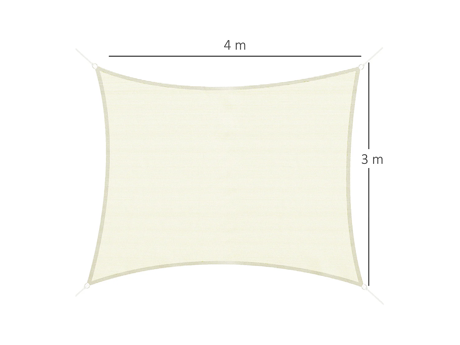 Voile d'ombrage rectangulaire 3 x 4 m polyéthylène haute densité résistant aux UV coloris crème