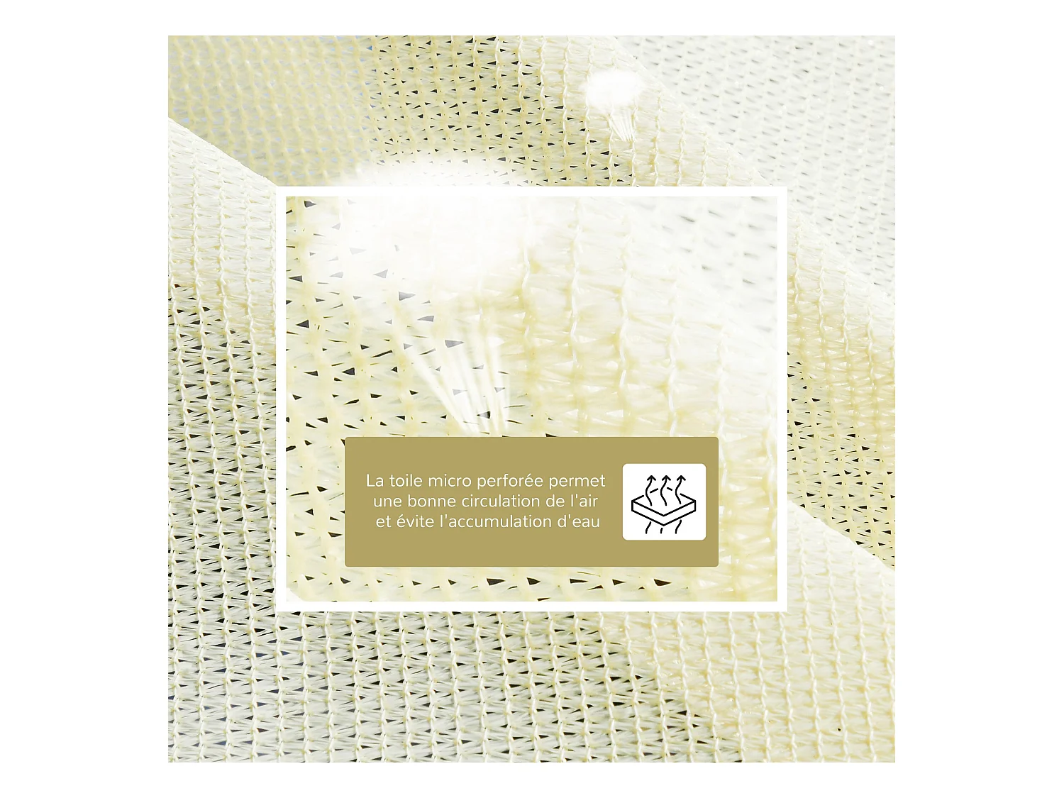 Voile d'ombrage rectangulaire 3 x 4 m polyéthylène haute densité résistant aux UV coloris crème