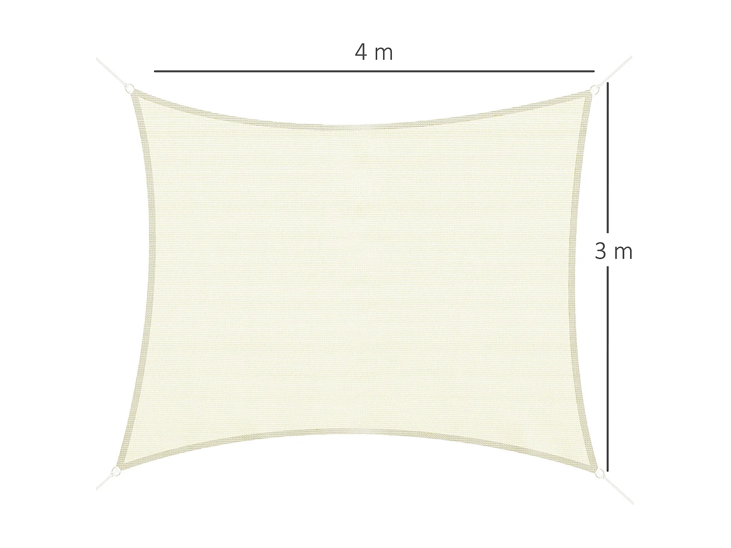 Voile d'ombrage rectangulaire 3 x 4 m polyéthylène haute densité résistant aux UV coloris crème