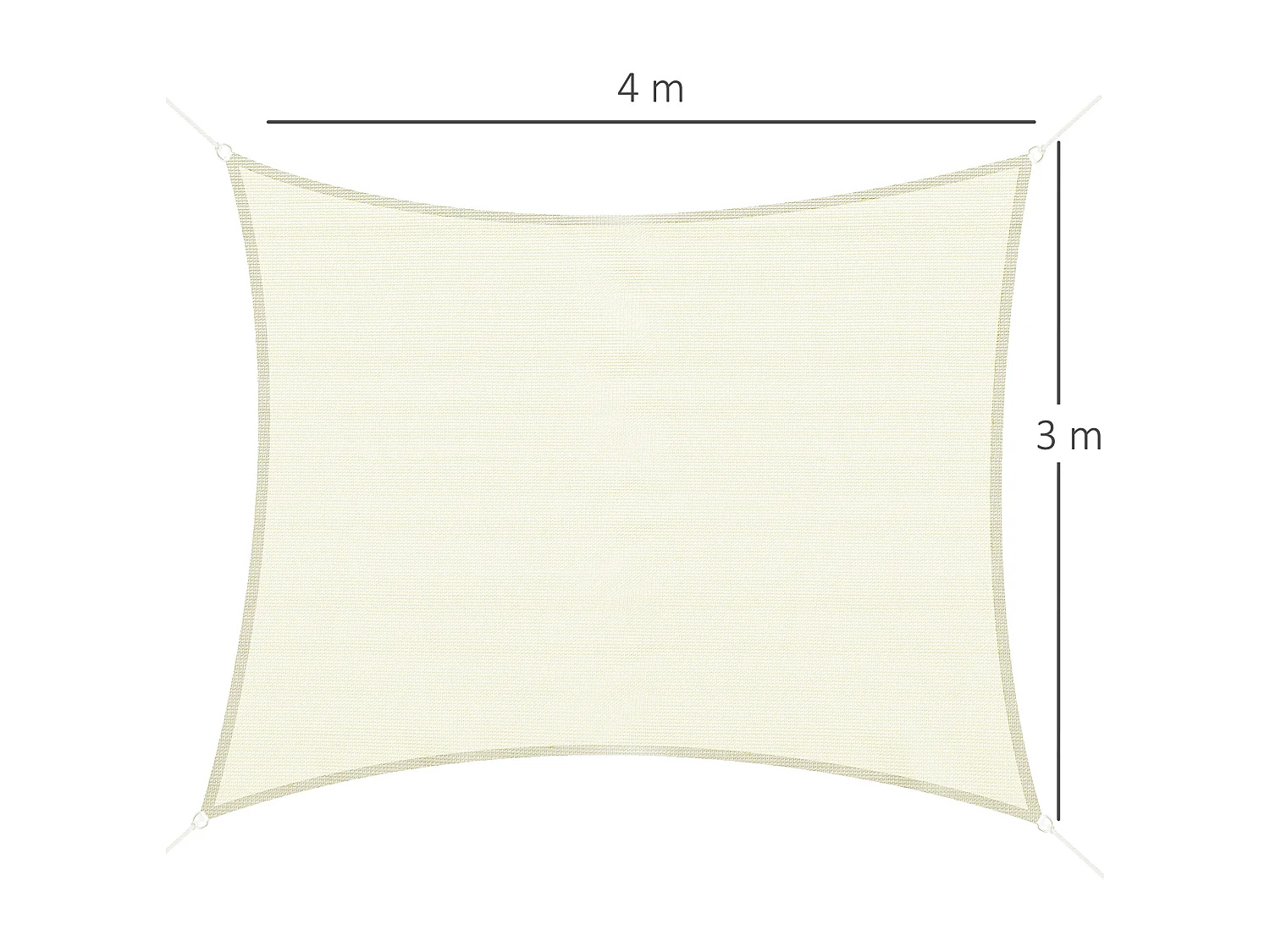 Voile d'ombrage rectangulaire 3 x 4 m polyéthylène haute densité résistant aux UV coloris crème