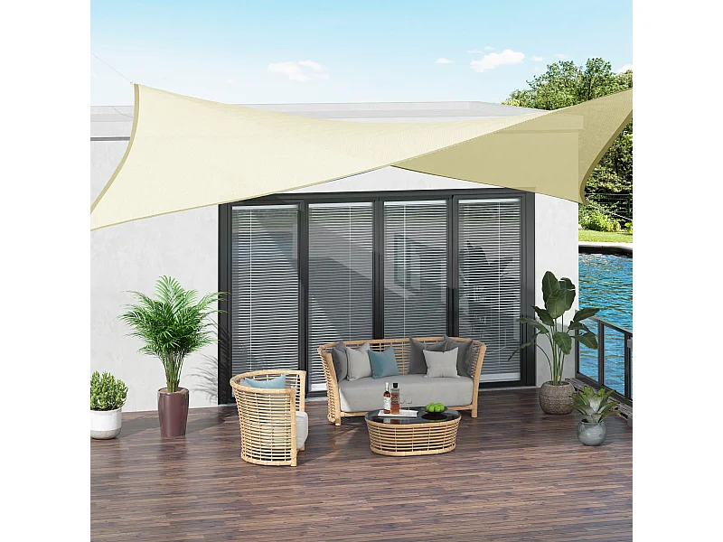Voile d'ombrage rectangulaire 3 x 4 m polyéthylène haute densité résistant aux UV coloris crème