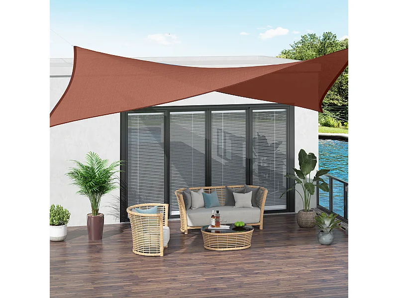 Voile d'ombrage rectangulaire 3 x 4 m polyéthylène haute densité résistant aux UV rouge