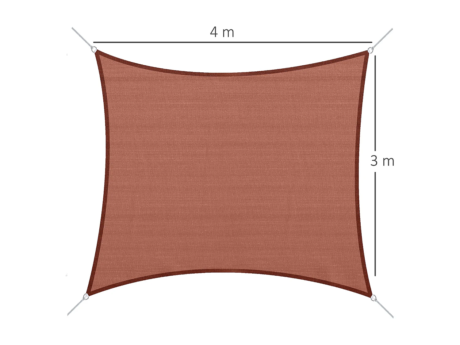 Voile d'ombrage rectangulaire 3 x 4 m polyéthylène haute densité résistant aux UV rouge