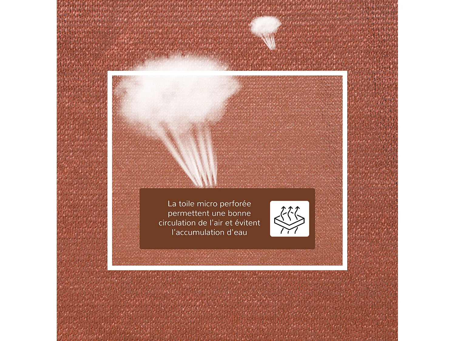 Voile d'ombrage rectangulaire 3 x 4 m polyéthylène haute densité résistant aux UV rouge